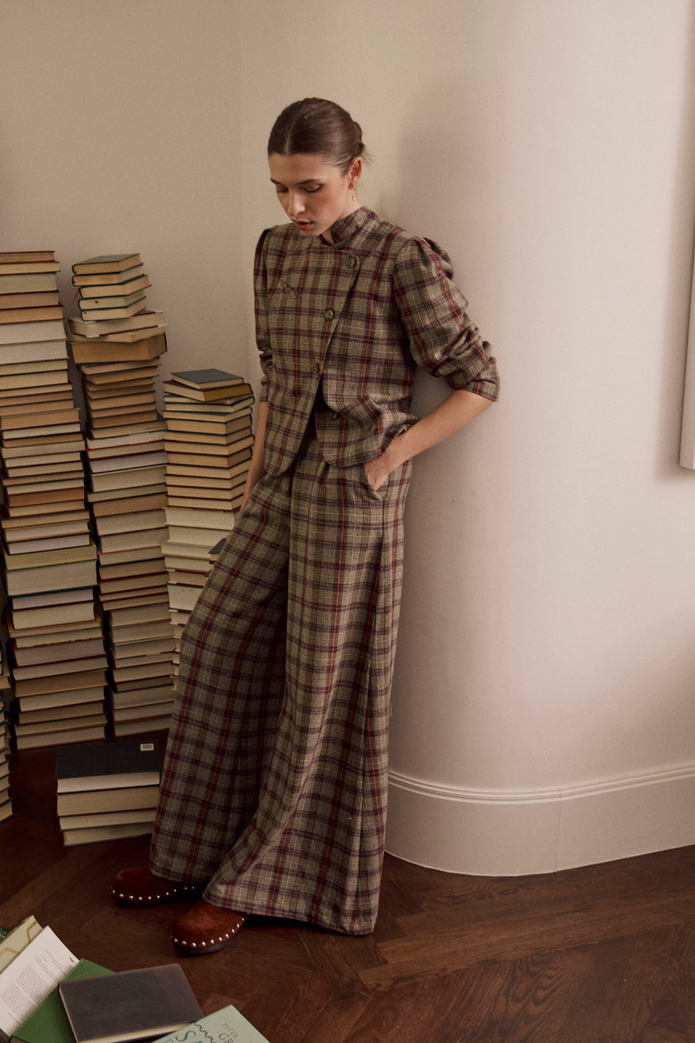 Pantalon Blas à carreaux gris