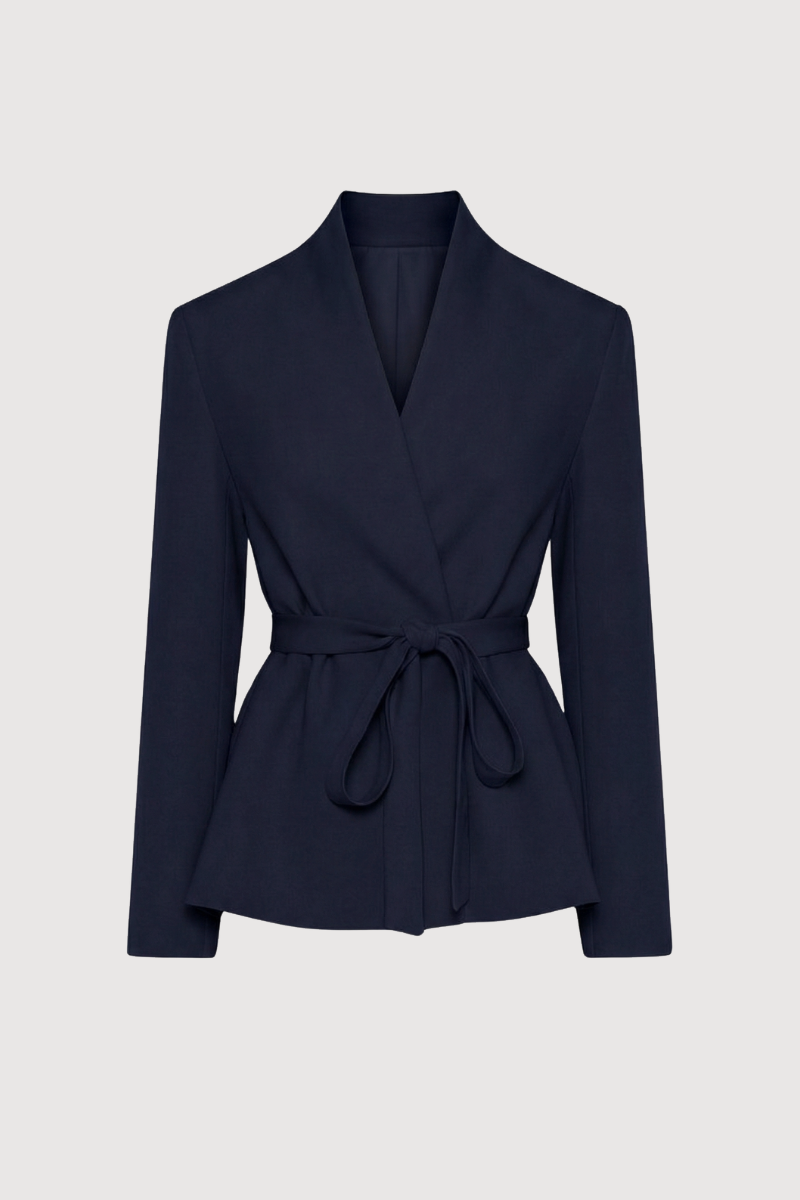 Chaqueta tipo kimono azul marino