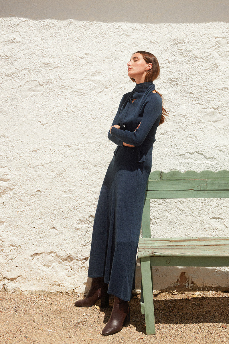 Falda canalé Marino