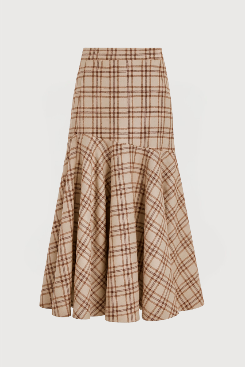 Falda Sara cuadros beige