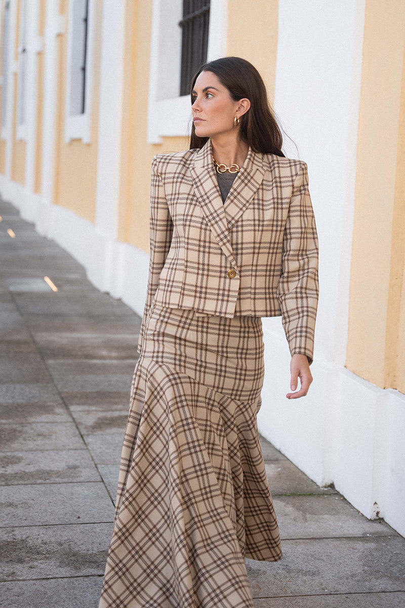 Falda Sara cuadros beige