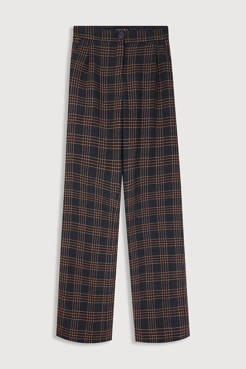 Pantalon Betto à carreaux marine