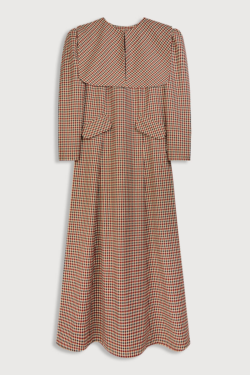 Robe Babisa à carreaux bordeaux