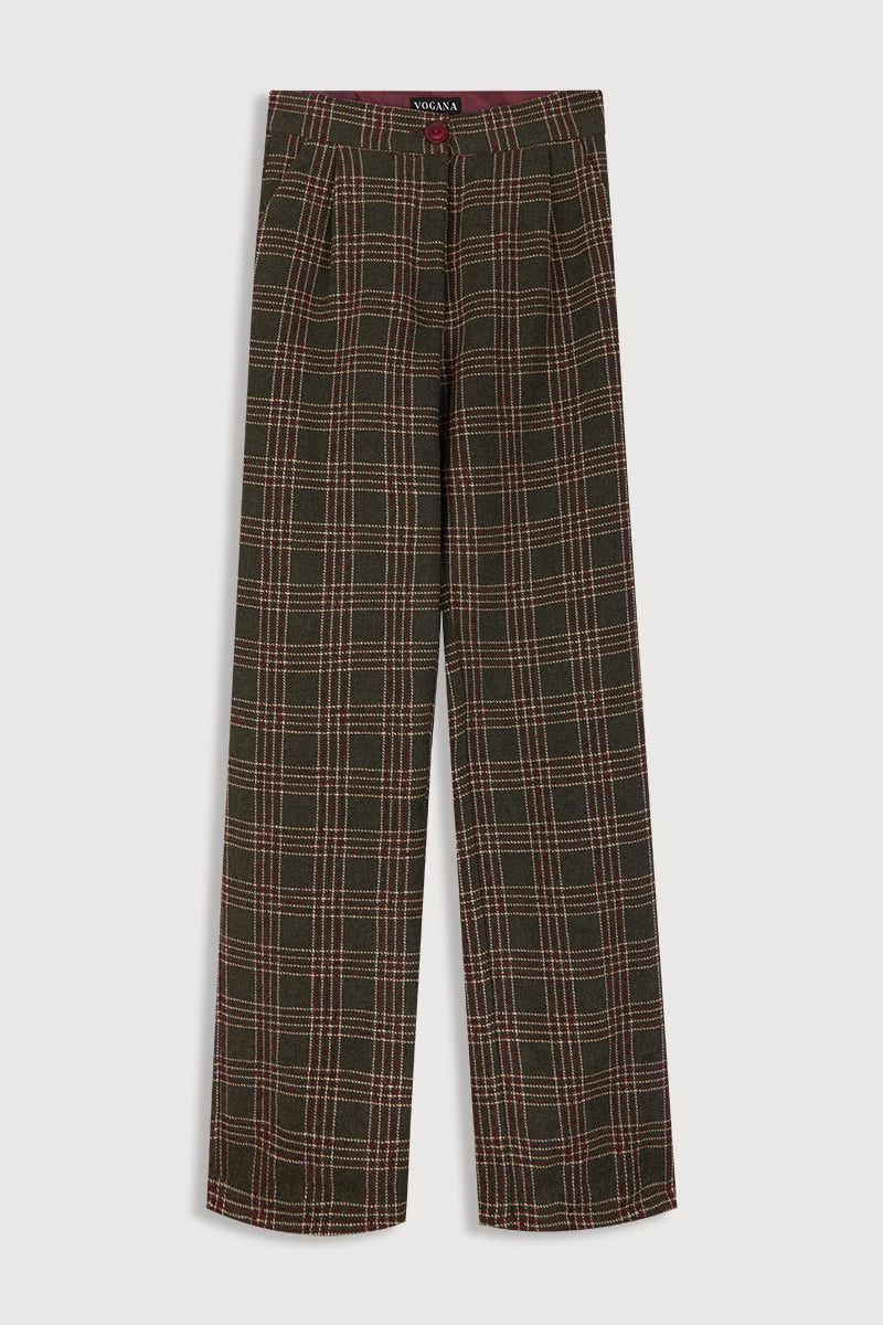 Pantalon Betto à carreaux verts