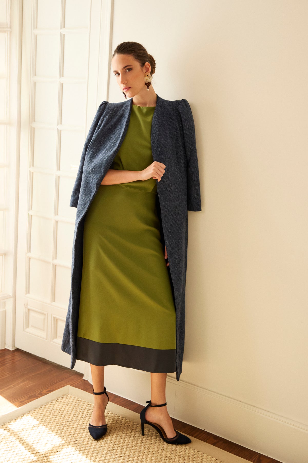 Manteau Dorian bleu marine de cérémonie pour femme