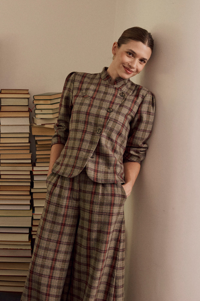 Pantalon Blas à carreaux gris