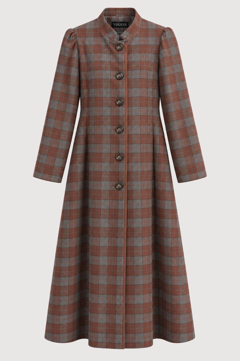 Manteau Martha à carreaux marron