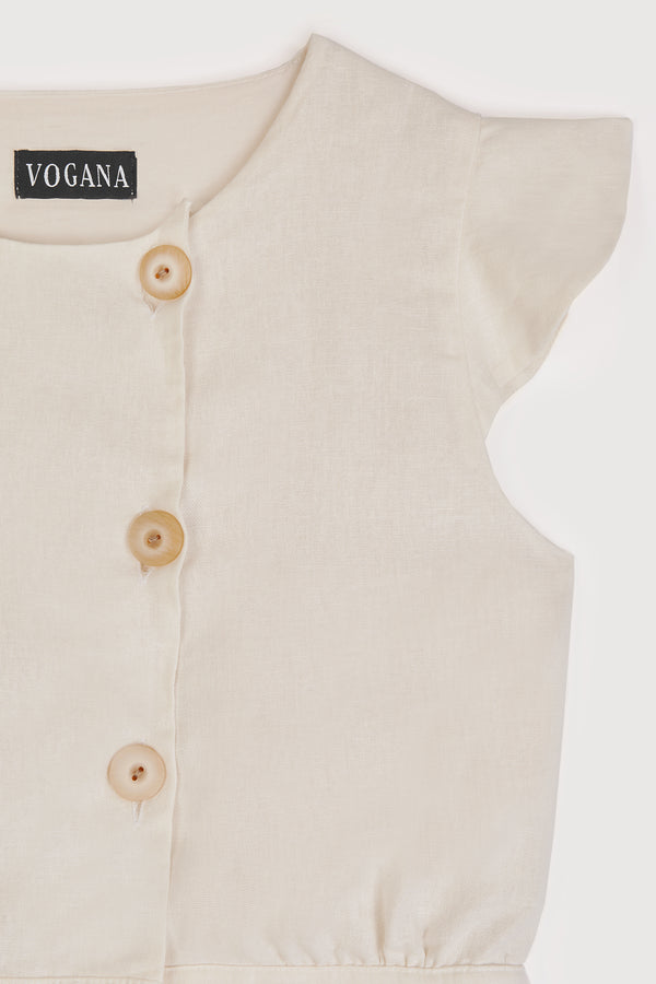 Chaqueta de fiesta de lino blanco corte peplum