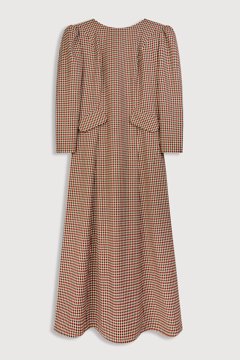 Robe Babisa à carreaux bordeaux